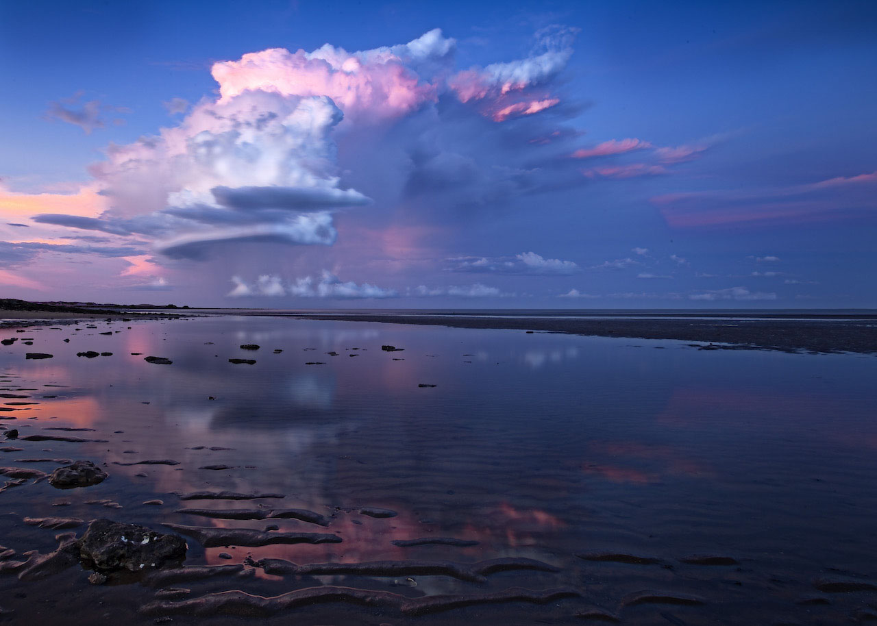 Colourful storm over the coast